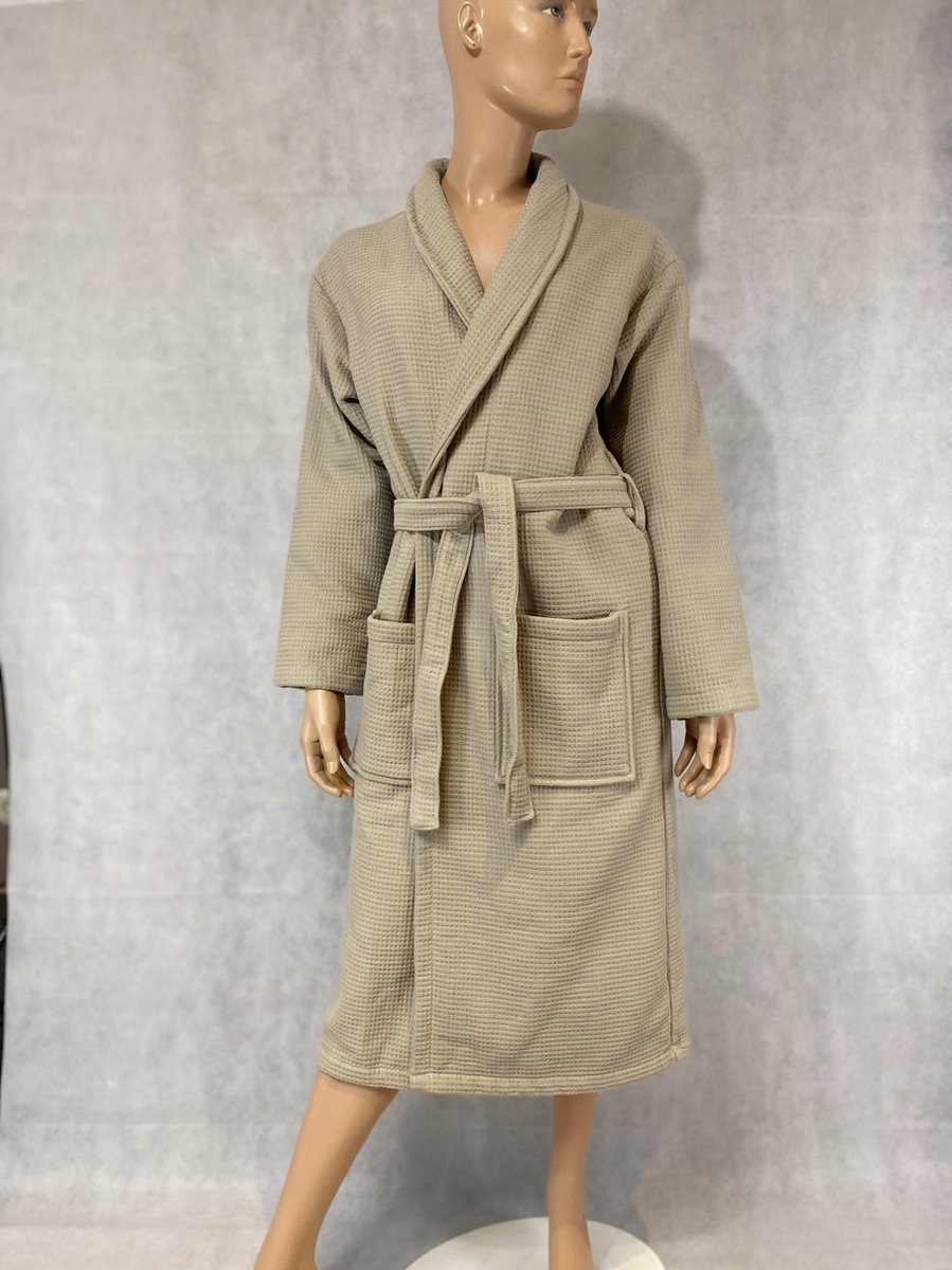 Romana Products Wafel - Badjas Gevoerd - Taupe - Maat XS - Ochtendjas - Kamerjas - Luxe Wellness - Comfortabel en Stijlvol