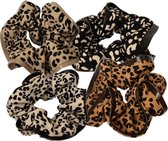 Scrunchie | Scrunchies | Velvet | 4 stuks | Haaraccessoire | Haarelastiek | panterprint | Luipaard