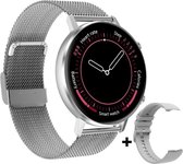Optible® Ammil- Smartwatch Dames - Smartwatch Heren - Horloge - Full Circle - Super Retina scherm - 18 Wijzerplaten - Stappenteller - Bloeddruk - Multi sport - Milanees - Staal – Grijs