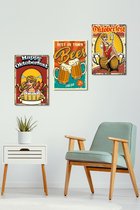 3d Effect Retro Hout Poster 3 stuk OctoberFest