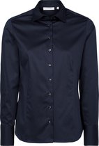 ETERNA dames blouse modern classic - stretch satijnbinding - donkerblauw - Maat: 40