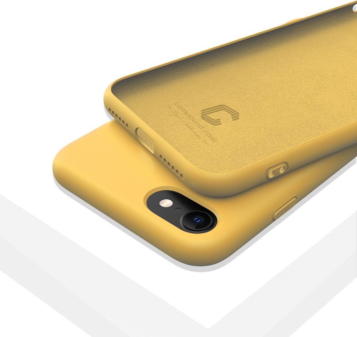 LIQUID | 180° Protection - Silicone Velvet + MicroFibre Shockproof Backcover - Telefoon Hoesje voor iPhone 7/8 - Geel