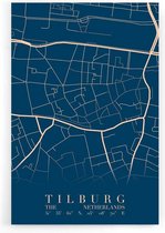Walljar - Stadskaart Tilburg Centrum VI - Muurdecoratie - Poster met lijst