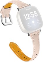 Shop4 - Fitbit Versa 4 Bandje - Fitbit Versa 3 Bandje - Fitbit Sense 2 Bandje - Fitbit Sense Bandje - Kunstleer Dun - Beige