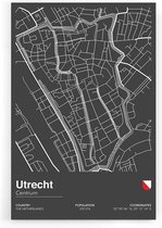 Walljar - Stadskaart Utrecht Centrum II - Muurdecoratie - Poster met lijst