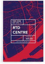 Walljar - Stadskaart Rotterdam Centrum V - Muurdecoratie - Poster met lijst