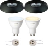 PHILIPS HUE - LED Spot Set GU10 - White Ambiance - Bluetooth - Primux Vrito Pro - Inbouw Rond - Mat Zwart - Ø82mm