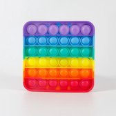 Pop it Fidget toy | De Fidget toy om van je stress af te komen! | Wasbaar | Lichtgewicht | BPA vrij | Vierkant | Regenboog