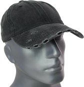 Vintage washed baseball cap zomerpet kleur antraciet zwart maat one size