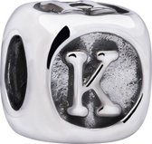 Quiges - 925 - Zilveren - Bedels -Sterling zilver - Beads - Alfabet Letter K Kraal Charm - Geschikt – voor - alle bekende merken - Armband Z434