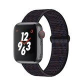 DrPhone AWB - Nylon Geweven Elastische Band met klittenband - Armband Geschikt voor IOS Smartwatch 42mm / 44mm / 45mm -  Zwart