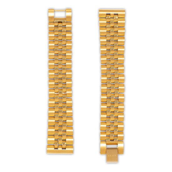 KRAEK Goud Staal - horlogebandje met quick release - Gouden Schakelband - 18 mm bandje - Easy click - Met inkort set - Stalen Armband