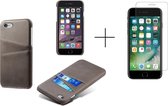 Card Case voor Apple iPhone 8 | iPhone 7 | iPhone SE 2020 | PU Leren Back Cover | Luxe Telefoonhoesje | Pasjeshouder | Grijs + 1x Screenprotector iPhone 8