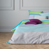 Dekbedovertrek - 100% katoen - satijn geweven - 140x200 + 65x65 cm - Met flessenhals - Groen - Paars