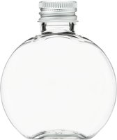 Lege Plastic Fles 70 ml PET – transparant flat round met aluminium dop - set van 10 stuks - navulbaar - leeg