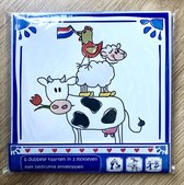 6 dubbele kaarten in 3 motieven met bedrukte enveloppen, Hollands Blauw