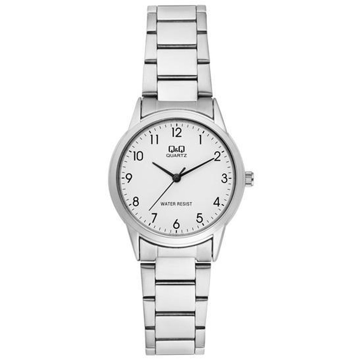 QQ QA39J204Y - Horloge - Analoog - Dames - Vrouwen - stalen band - Rond - Metaal - Cijfers - Zilverkleurig - Wit - 3ATM