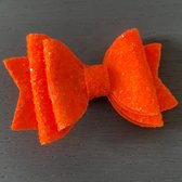 Haarstrik Neon - Oranje - 80 mm - Strik op Clip