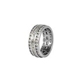 Silventi 943282101-58 Zilveren Ring - dames - Zirkonia - Wit - 3 Rijen - Alliance - Rondom Gezet - Maat 58 - Rhodium - Zilver