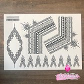 GetGlitterBaby - Henna Plak Tattoos / Tijdelijke Tattoo / Nep Tatoeage / Fake Temporary Tattoo - Black Henna