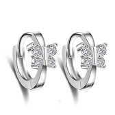 Oorbellen dames | oorringen dames | vlinder oorbellen | oorbellen ingelegd met zirkonia steentjes | klapoorringen | zilver 925 | zilveren oorbellen |