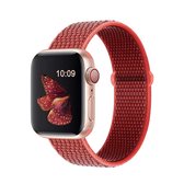 DrPhone AWB - Nylon Geweven Elastische Band met klittenband - Armband Geschikt voor IOS Smartwatch 42mm / 44mm / 45mm-- Rood