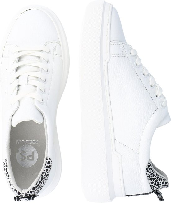 PS Poelman Star Dames Leren Tennis Sneakers met Leopard Print en Strap - Wit  - Maat 37 | bol.com