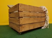 Speelgoedkist | fruitkist hout met wieltjes | opberg box vintage 60 liter 50x40x34cm