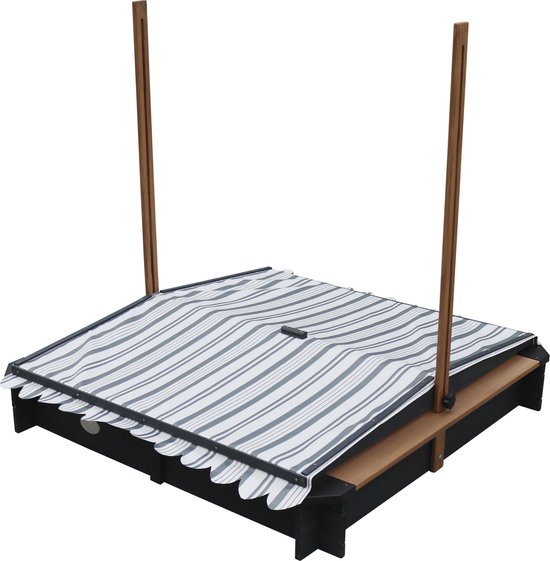 AXI Lily Zandbak met verstelbaar dak Antraciet/Bruin - FSC Hout - Zitplaatsen rond de zandbak