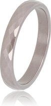 My Bendel - Keramieken ring facet geslepen grijs 3mm - Keramische, onbreekbare, mooie grijze dames ring - Verkleurt niet - Met luxe cadeauverpakking