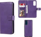 Samsung Galaxy S20 FE hoesje - MobyDefend Luxe 2-in-1 Wallet Book Case Met Uitneembare Backcover - Paars - GSM Hoesje - Telefoonhoesje Geschikt Voor: Samsung Galaxy S20 FE