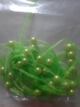 Groen lint met kralen - 4 m x 0.5 cm