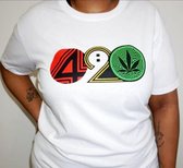 420 T-shirt White Size XL - Bedrukte T-shirts - Weed - 420 - Smoke - All Sizes - Trippin Balls
