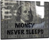 DALUXE ART - Money Never Sleeps art - Luxe plexiglas art schilderij - 140x117 CM.
