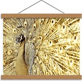 Schoolplaat – Gouden Pauw  - 40x30cm Foto op Textielposter (Wanddecoratie op Schoolplaat)