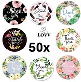 50 Stickers Thank You-Sluitstickers- Cadeaustickers- Bedankje