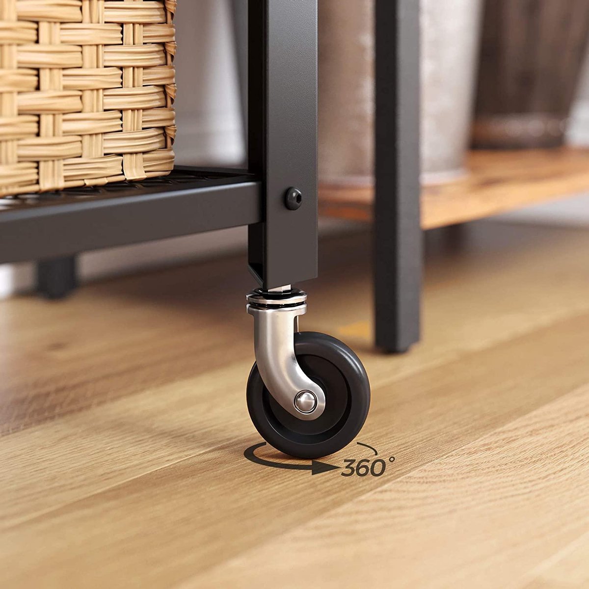 YJIIJY Opbergwagen 4 Etages, Slanke Keuken Trolley met Wieltjes, Ruimtebesparend Multifunctionele Trolley, voor Keuken Badamer Woonkamer Slaapkamer (Zwart