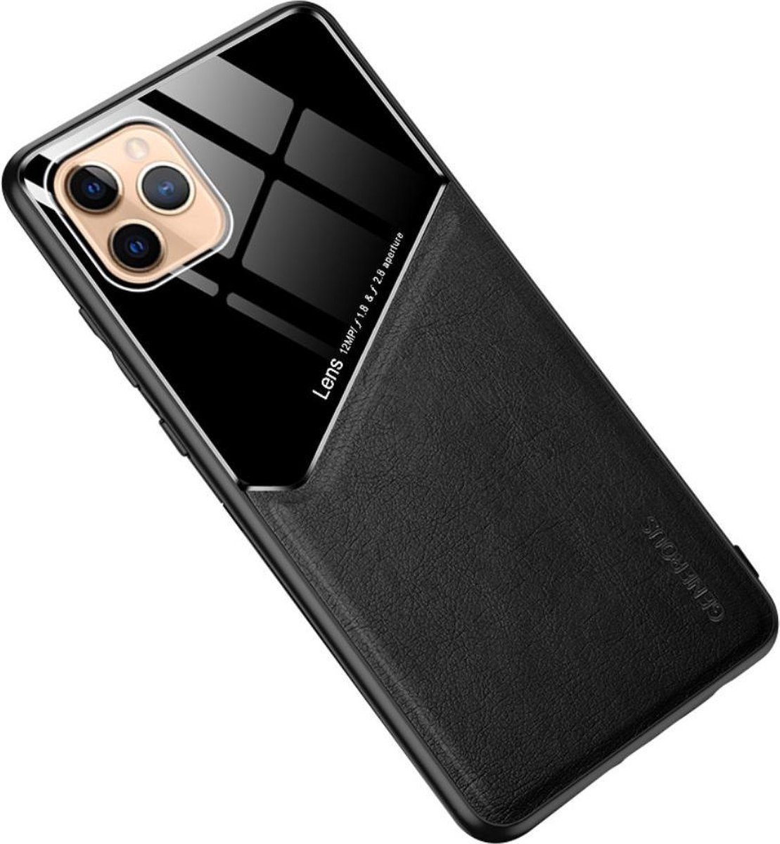Hardcase iPhone 12 mini - Camera bescherming - Leer/hybride - Zwart