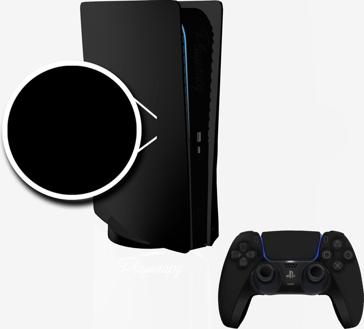 Bundel Zwarte Dualsense Controller + PS5 Disc Faceplates Black