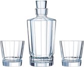 Macassar 3-delig Whiskyset caraf  2 Glazen 32 cl