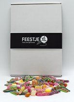 Veggie & Vegan Snoep mix pakket & Snoepgoed doos - The Candy Box - Junkie Box - 0.5 Kg Uitdeel en verjaardag cadeau doos voor vrouwen, mannen en kinderen met: Katja zure regenboog  matjes, tr