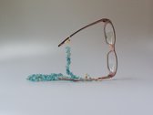Aquamarijn brillenketting 65 cm