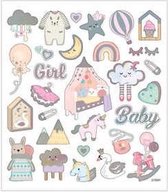 Stickers, vel 15x16,5 cm,  30 stuk, , baby girl, 1vel