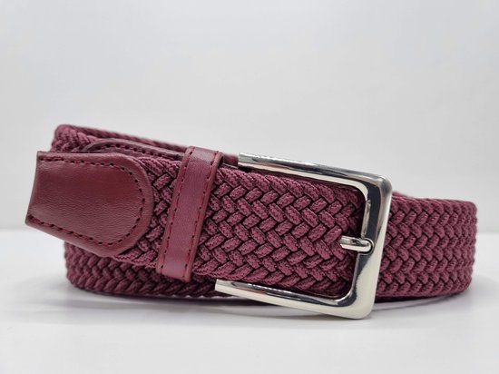 Elastische broekriem  Stretch riem  Vlecht riem Gevlochten riem  Elastiek riem - unisex - geschikt voor zowel mannen als vrouwen - Kleur Bordeauxrood