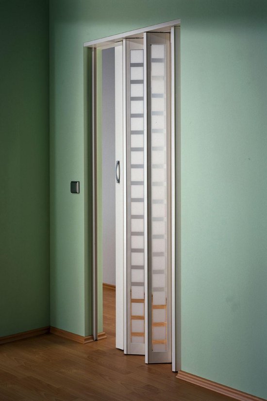 New Generation vouwdeur in kleur wit / geruit wit gesatineerd BxH 86x205 cm