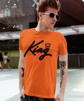 Oranje Koningsdag T-Shirt King Queen Crown (HEREN - MAAT XL) | Oranje Kleding | WK Feestkleding
