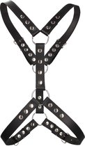 Harness With Metal Spots - Premium Leather - Black - One Size - Bondage Toys