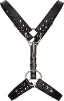 Men's Harness With Metal Bit - Premium Leather - Black - One Size - Bondage Toys
