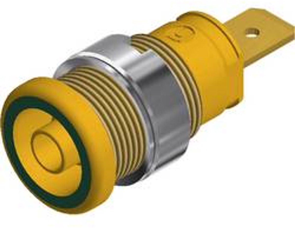 SKS Hirschmann SEB 2620 F6,3 Veiligheids-labconnector, female Bus, inbouw verticaal Stift-Ø: 4 mm Groen, Geel 1 stuk(s)