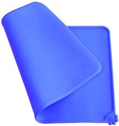 Fuzly - Siliconen placemat voor voerbakken - blauw - Antislip, Waterafstotend - Hond & Kat - 48x30cm